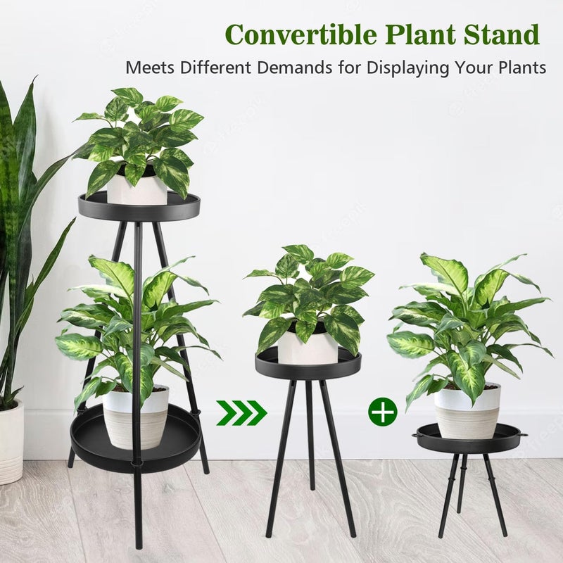 ARTORA Tall Plant Stand, Indoor 2 Tier Adjustable Black Metal Plant Shelf Decorative Corner Plant Rack Modern Tiered Flower Pot Holder Outdoor 2 In 1 Plant Stand for Living Room, Garden, Balcony - Image 2
