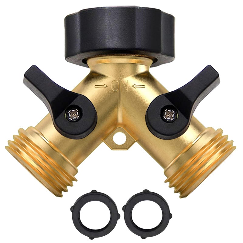 Twinkle Star Garden Hose Splitter 2 Way, Y Connector Brass Garden Hose Adapter - Image 1