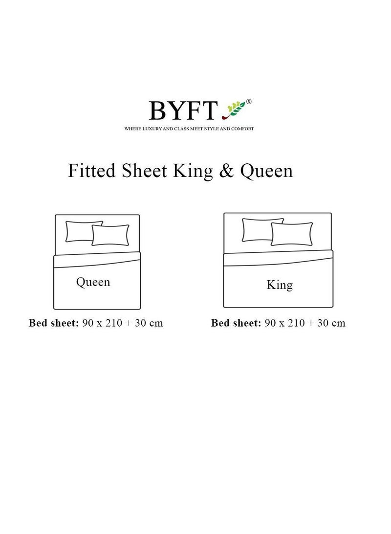 BYFT ورقة سرير مفروشة بحجم كينغ من توليب (فحم) مع شريط ساتان 1 سم (180 × 210 + 30 سم - مجموعة من 1 قطعة) 100% قطن، ناعمة وفاخرة بجودة فندقية - 300 TC - Image 5