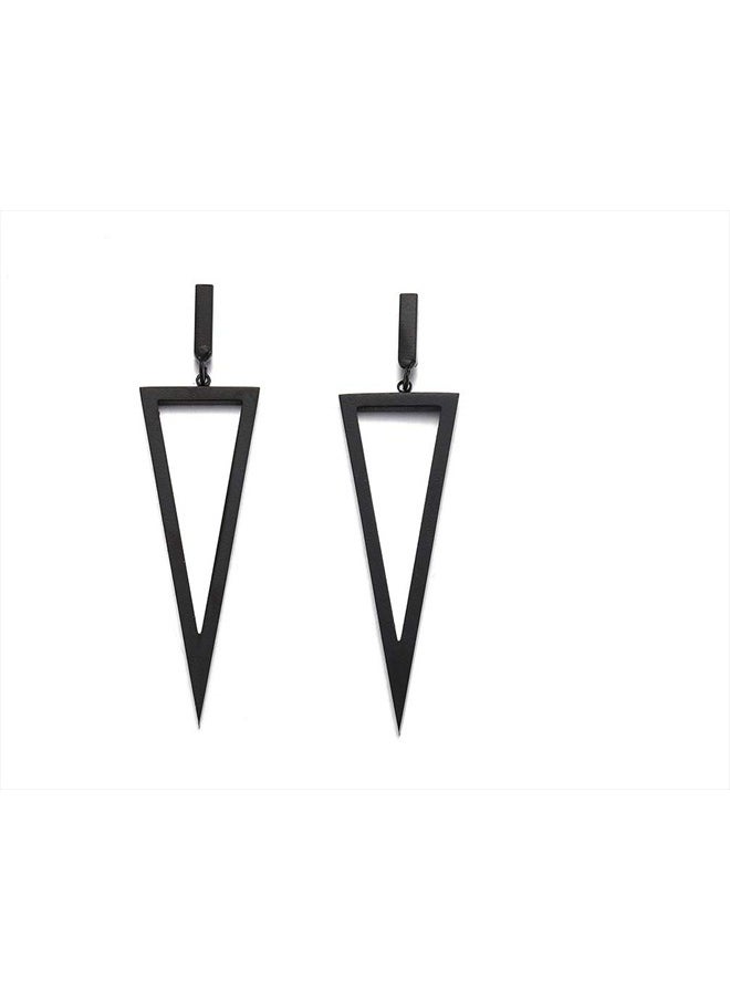 COLORFUL BLING - Triangle Shape Drop Dangle Earrings Metal Geometric For Women Bar Party Jewelry-Black - Image 1