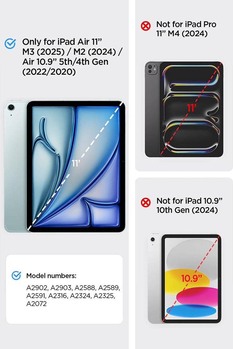 Spigen Urban Fit iPad AIR 11 inch Case Cover M3 / M2 (2025/2024), iPad Air 10.9 inch 5th / 4th generation case (2022/2020) with Pencil Holder - Black - Image 2