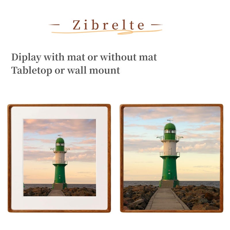 Zibrelte Natural 8x8 Picture Frames Wood with 6x6 Mat Square Wall Photo Frames 8 x 8 Made of Solid Teak Wood for Tabletop Gallery Wall Hanging - Image 3