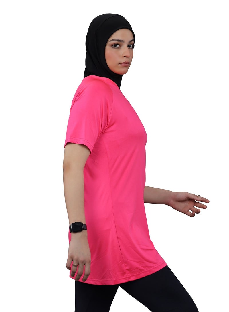 FLUSH Flush Women's Long and Loose V-Neck T-Shirt, Plus Size Modest Sports Tee, Casual Yoga Shirt  - Image 4