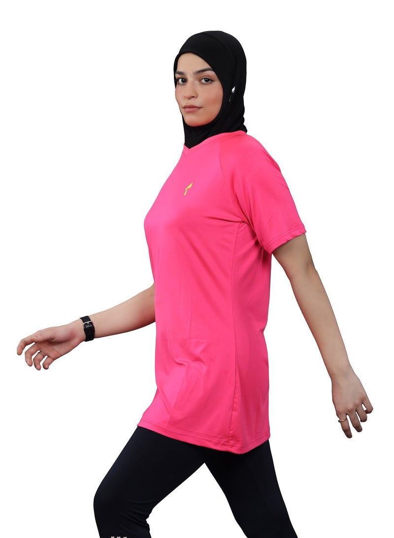 FLUSH Flush Women's Long and Loose V-Neck T-Shirt, Plus Size Modest Sports Tee, Casual Yoga Shirt  - Image 5