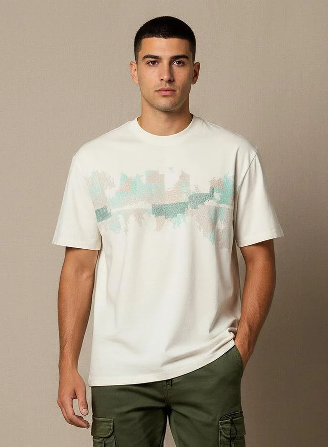 Lee Cooper Men Regular Fit Crew Neck Short Sleeve Embroidered T-shirt