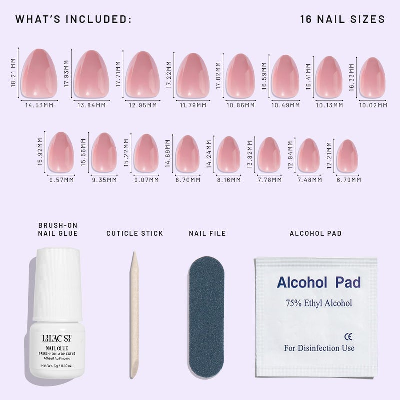 Lilac St. Lilac St - Press on Nails, Afterglow (30 Nails, 15 Sizes) - Short, Almond, Pearl + Glossy, Opaque - Brush-On Nail Glue, Nail File, Cuticle Stick, Prep Pad - Cruelty Free, Vegan, Women Founded - Image 5