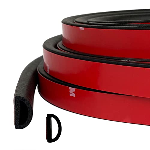 Tintvent D Shape EPDM Foam Rubber Seal with Tape, Self-Adhesive Rubber Weather Stripping for Boat, Auto, RV, Marine, Garage Doors/Window and More, W:0.75"; H:0.375"; L:26Feet - Image 1