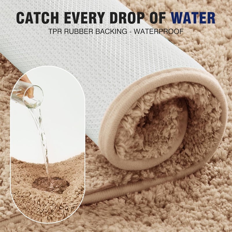 HOMETIC Microfiber Bath Mat Set NonSlip Super Absorbent and QuickDry Rugs for Bathroom and Kitchen Floors AntiSkid QuickDry Rugs for Bathroom Kitchen and Entryways Beige60LX40W - Image 4