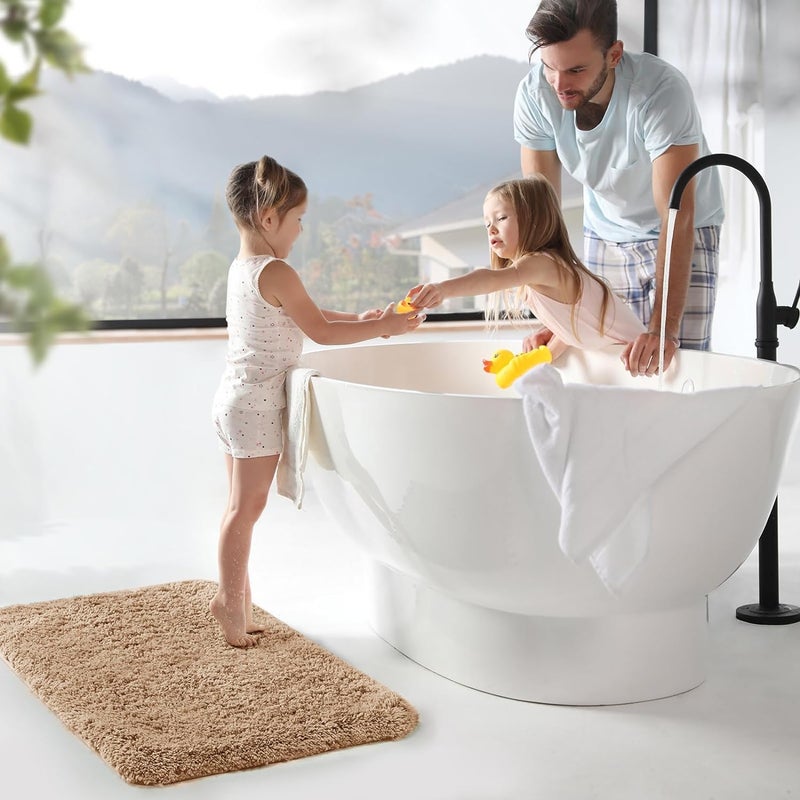 HOMETIC Microfiber Bath Mat Set NonSlip Super Absorbent and QuickDry Rugs for Bathroom and Kitchen Floors AntiSkid QuickDry Rugs for Bathroom Kitchen and Entryways Beige60LX40W - Image 5
