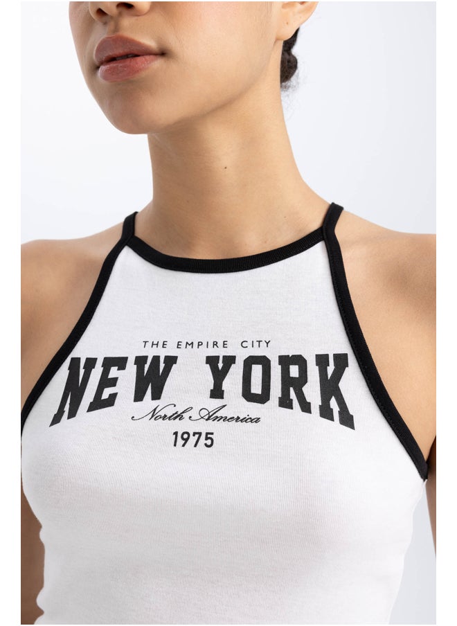 DeFacto - Woman Crew Neck Sleeveless Knitted Crop Top - Image 1