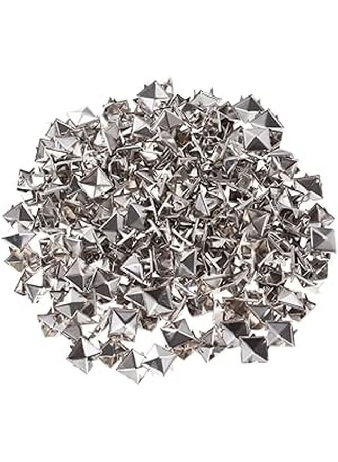 200 Pcs 10mm Silver Square Metal Punk Rivets For DIY Clothing Shoes Belts Crafting - Image 1