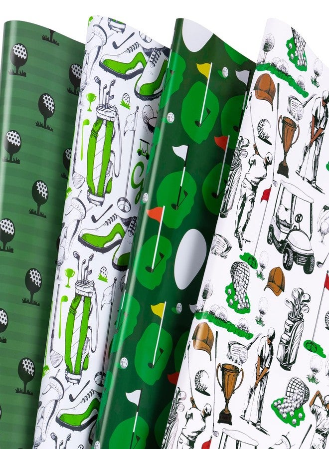 WRAPAHOLIC Golf Wrapping Paper Sheet - 12 Sheets Folded Flat - Golf Sports Course 4 Design for Men Boys Grandpa Birthday, Fathers Day, Team Celebration - 19.7 Inch X 27.6 Inch Per Sheet - Image 1