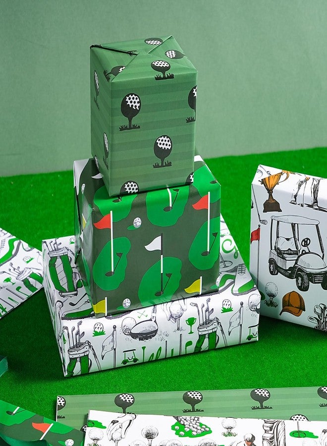 WRAPAHOLIC Golf Wrapping Paper Sheet - 12 Sheets Folded Flat - Golf Sports Course 4 Design for Men Boys Grandpa Birthday, Fathers Day, Team Celebration - 19.7 Inch X 27.6 Inch Per Sheet - Image 5
