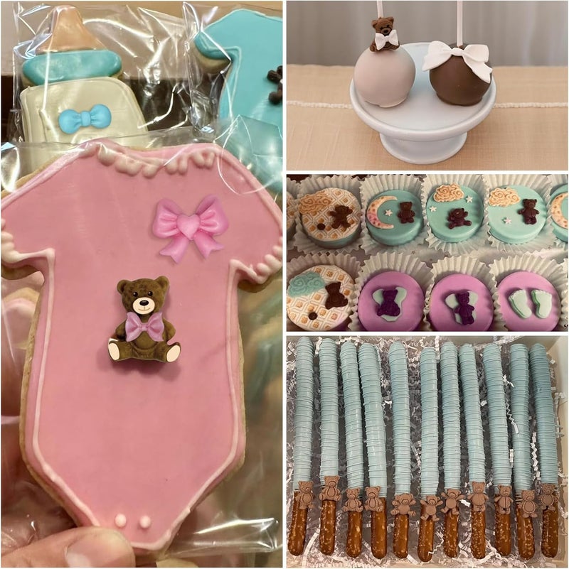 Roxjaejae 3 Pcs Bear Silicone Mold Fondant Bear Mold Candy Cake Bow Chocolate Molds for Cake Decoration, DIY Desserts, Cupcake, Fondant, Clay, Gum Paste - Image 4