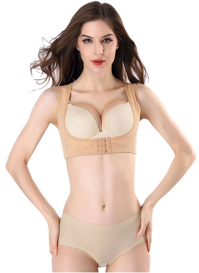 NIBEMINENT Hook Closure Posture Corrector Shapewear Beige  - Image 1