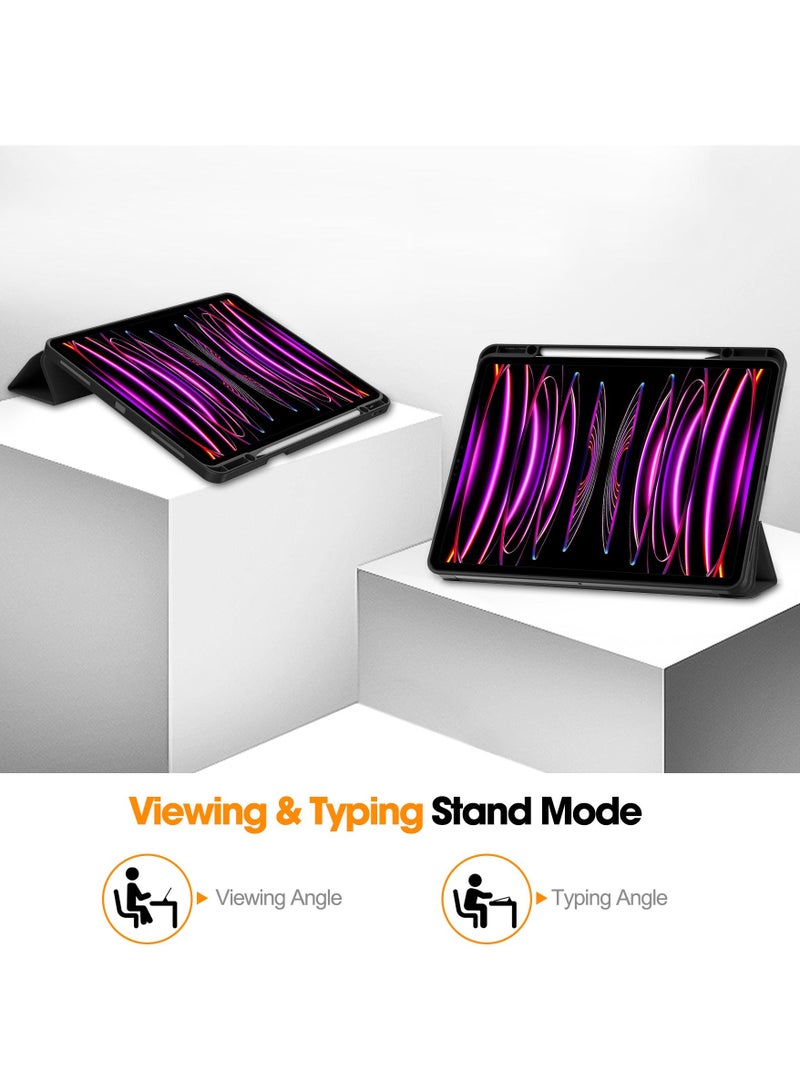 general Compatible with iPad pro 13 2024 Tablet Case iPad air 13 Inch Leather Case TPU Tri-Fold Pen Tray Case - Image 3