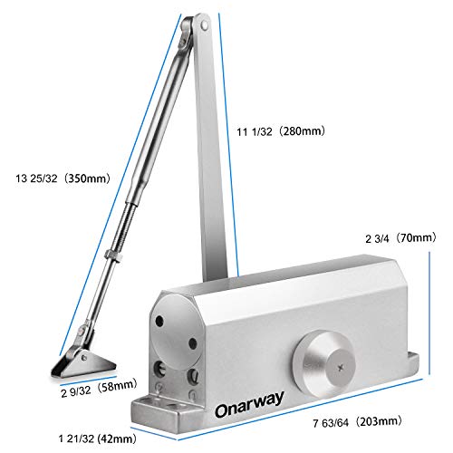 Onarway Door Closer Adjustable Automatic Size 4 Spring Hydraulic for Home & Commercial Use, for 65-85kg Weight Door, Applies Regular, Top Jamb or Parallel Installation - Image 4