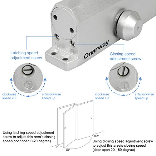 Onarway Door Closer Adjustable Automatic Size 4 Spring Hydraulic for Home & Commercial Use, for 65-85kg Weight Door, Applies Regular, Top Jamb or Parallel Installation - Image 3