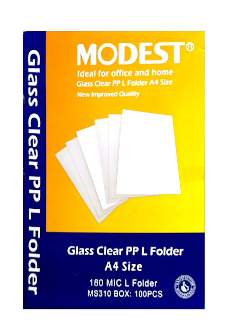 Modest A4 L-Shape Folder Box – 100 Clear Pieces - Image 1