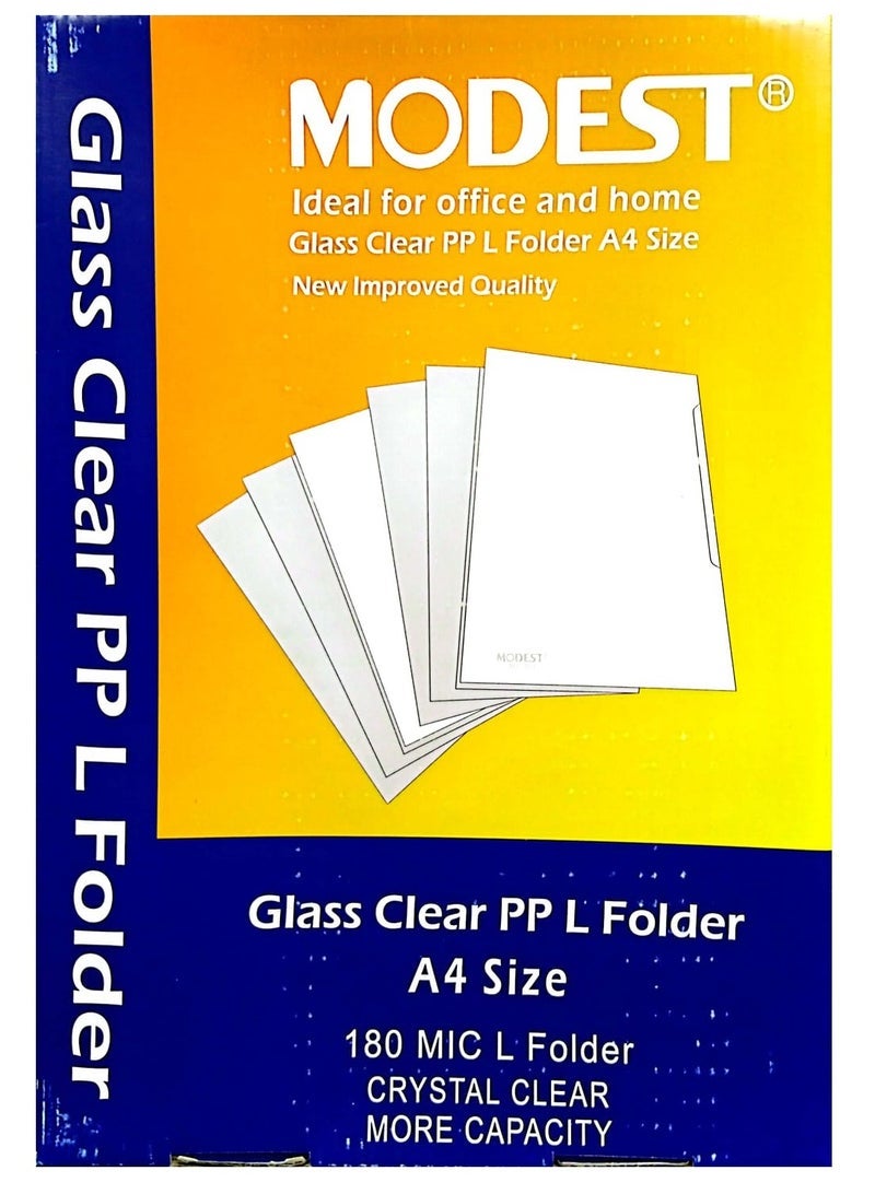 Modest A4 L-Shape Folder Box – 100 Clear Pieces - Image 2