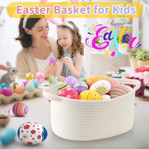 Happyiren Yellow Woven Storage Basket with Handle Versatile DIY Gift Basket for Mothers Day Baby Shower Burr Fundraisers Decorative Organizer for Baby Toys Pets Home Storage - Image 3
