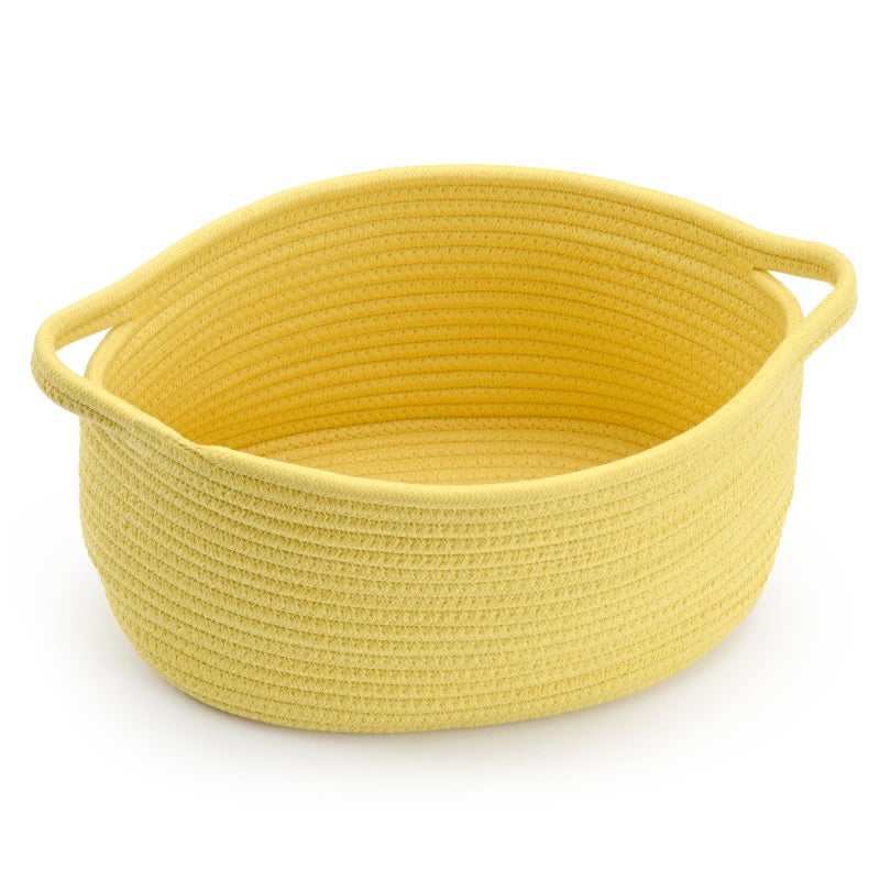 Happyiren Yellow Woven Storage Basket with Handle Versatile DIY Gift Basket for Mothers Day Baby Shower Burr Fundraisers Decorative Organizer for Baby Toys Pets Home Storage - Image 2