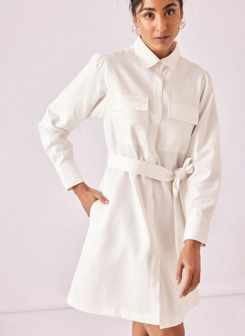 The Label Life White Chambray Shirt Dress
