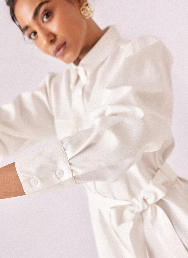 ذا ليبل لايف فستان قميص من شامبراي باللون الأبيض - Image 3