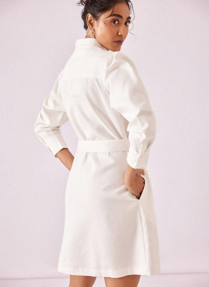 ذا ليبل لايف فستان قميص من شامبراي باللون الأبيض - Image 5