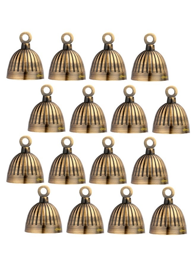 Chitra Brass Decorative Italian Bell for Pooja Rooms Pack of 12 (Antique Brass, 38mm) - Image 1