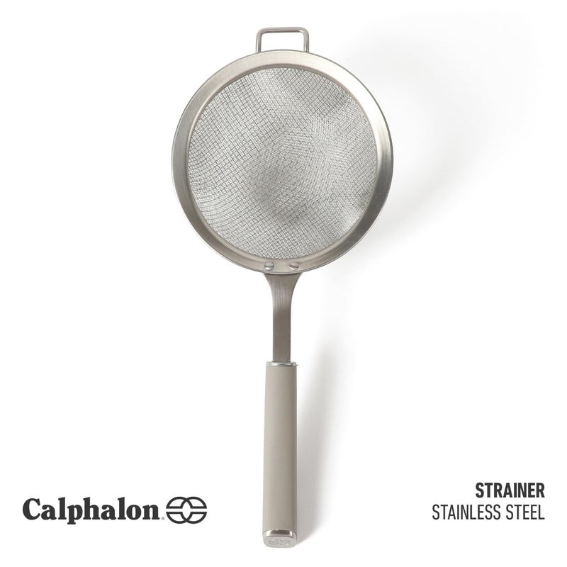 Calphalon Edge Stainless Steel Strainer w/Thermoplastic Rubber Handle - Taupe - Image 2