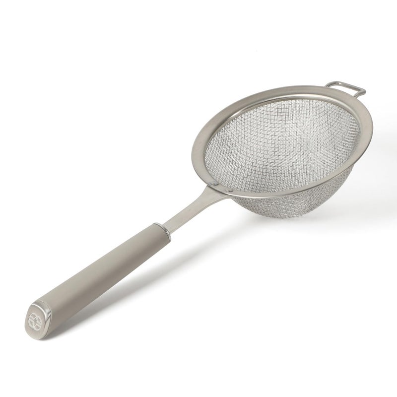 Calphalon Edge Stainless Steel Strainer w/Thermoplastic Rubber Handle - Taupe - Image 1