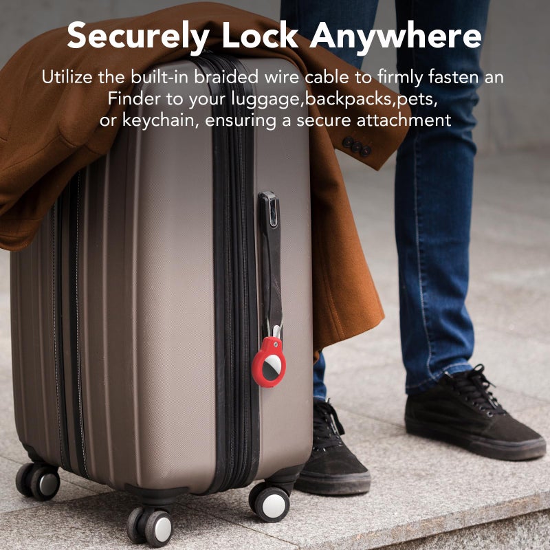 SPGUARD for AirTag Holder Case with Keychain, Air Tags-4 Pack for Apple Air Tag Holder with Wire Cable Lock Key Ring Chain Air Tagholder Accessories for GPS Item Tracker Kids,Keys,Luggage - Image 4