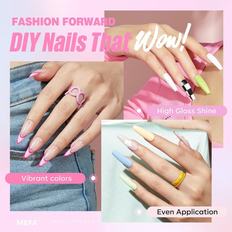 MEFA 32 Colors Gel Nail Polish Kit with U V Light, Spring Bright Pastel 54Pcs Pink Gel Polish Nail Set with Matte/Glossy Base Top Coat Essential Manicure Tools Nails Art Decorations Women Gifts - Image 2