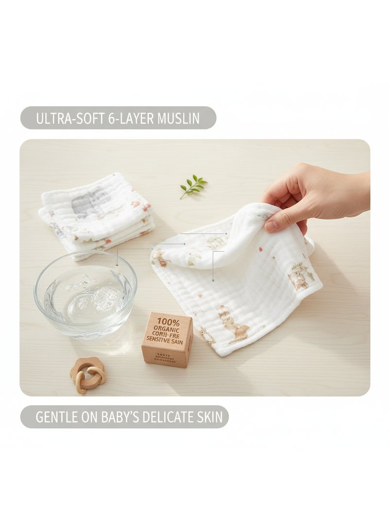 She&Little 5 Pack Baby Washcloths, Burp Cloths, Baby Bath Towels, Super Absorbent 4-Layer Cotton, OEKO-TEX Certified Safe, Finger Sleeve Design for Easy Cleaning, for Newborn Bathing, Face Wiping, Burping, Feeding and Daily Care - Image 2
