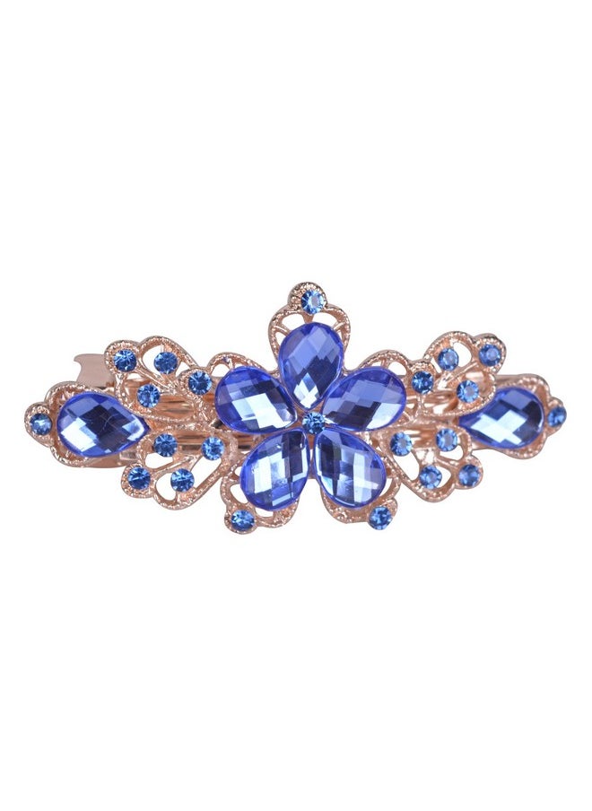 Sankuwen Sankuwen Flower Design Rhinestone Hairpin Clip Accessories (Dark Blue)  - Image 3