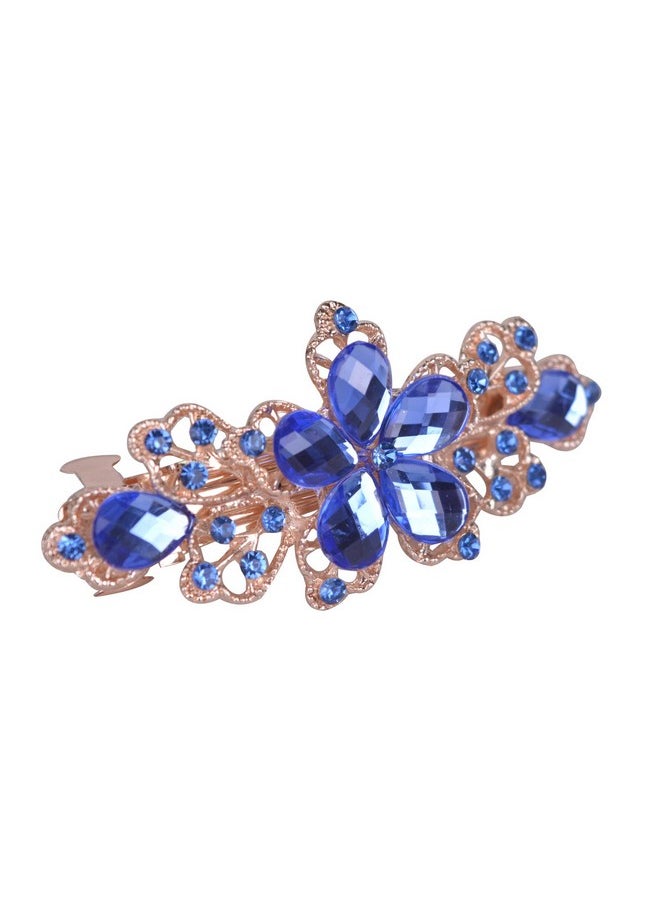 Sankuwen Sankuwen Flower Design Rhinestone Hairpin Clip Accessories (Dark Blue)  - Image 4