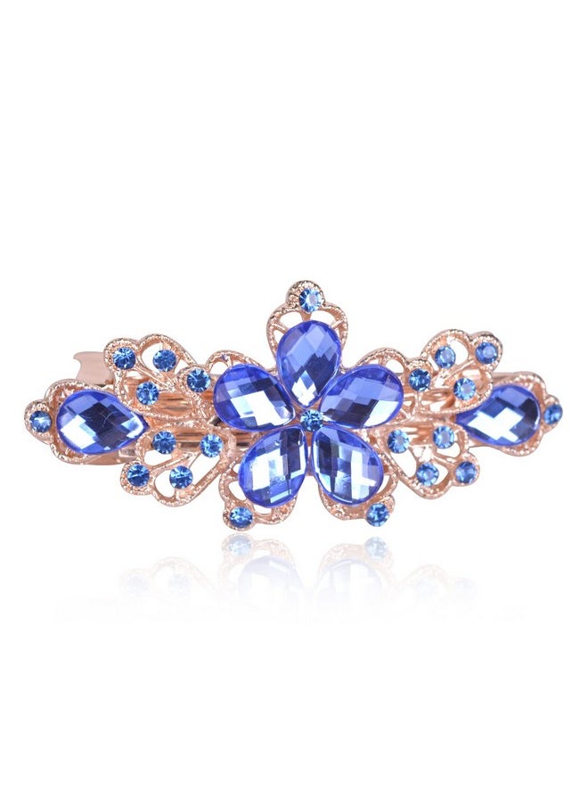 Sankuwen Sankuwen Flower Design Rhinestone Hairpin Clip Accessories (Dark Blue)  - Image 1