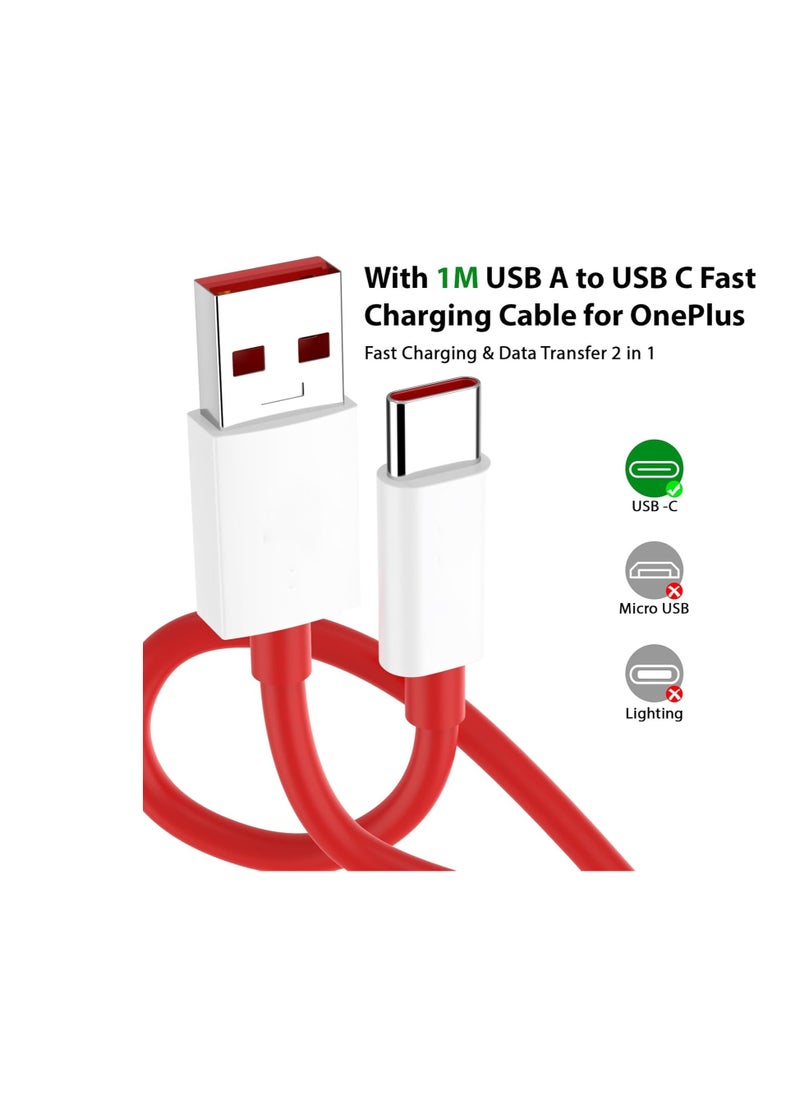 80W SuperVooc Charger for OnePlus 13/12/12R/11/10Pro/10R, 80W Warp Charger for OnePlus 9Pro/9/8T/Nord 2T/9R/9RT/N30 CE 3 4,Super Fast USB C Wall Charger Block Replacement with 3.3ft Ultra Fast Type C Charging Cable