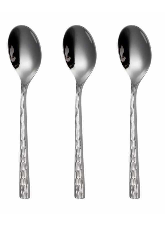 سولا طقم ملاعق شاي هولندي 3 قطع، ستانلس ستيل متين، مقبض منقوش - فضي
