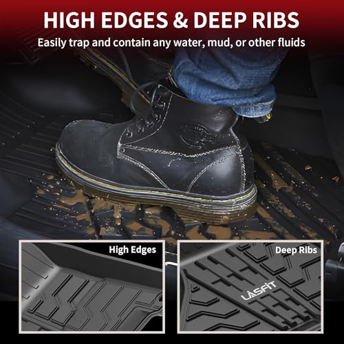 LASFIT Floor Mats for Dodge Ram 1500/2500/3500 Crew Cab 2013-2018, for Dodge Ram 1500 Classic Crew Cab 2019-2024 All Weather Custom Fit Car Floor Liners 1st & 2nd Row, Black - Image 4