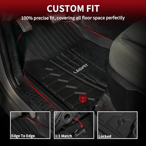 LASFIT Floor Mats for Dodge Ram 1500/2500/3500 Crew Cab 2013-2018, for Dodge Ram 1500 Classic Crew Cab 2019-2024 All Weather Custom Fit Car Floor Liners 1st & 2nd Row, Black - Image 3