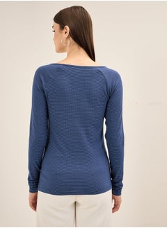 Salt Attire Women's Chic Blue Top Featuring a Tie-Up Scoop Neckline, Elegant Keyhole Detail, Full Length Sleeves, and Comfortable Regular Fit Perfect for Stylish Daytime and Evening Looks  - Image 5
