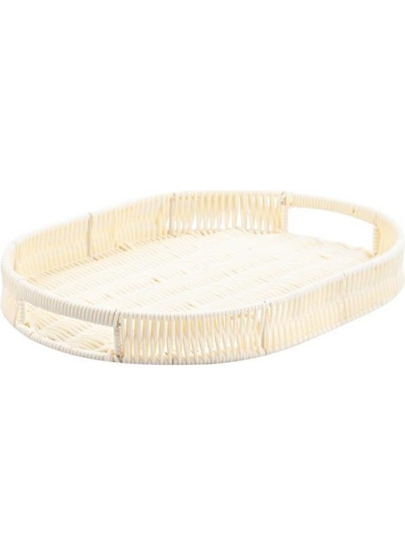 PEROTTI Synthetic Wicker Cream Oval Tray 20X30CM  - Image 1