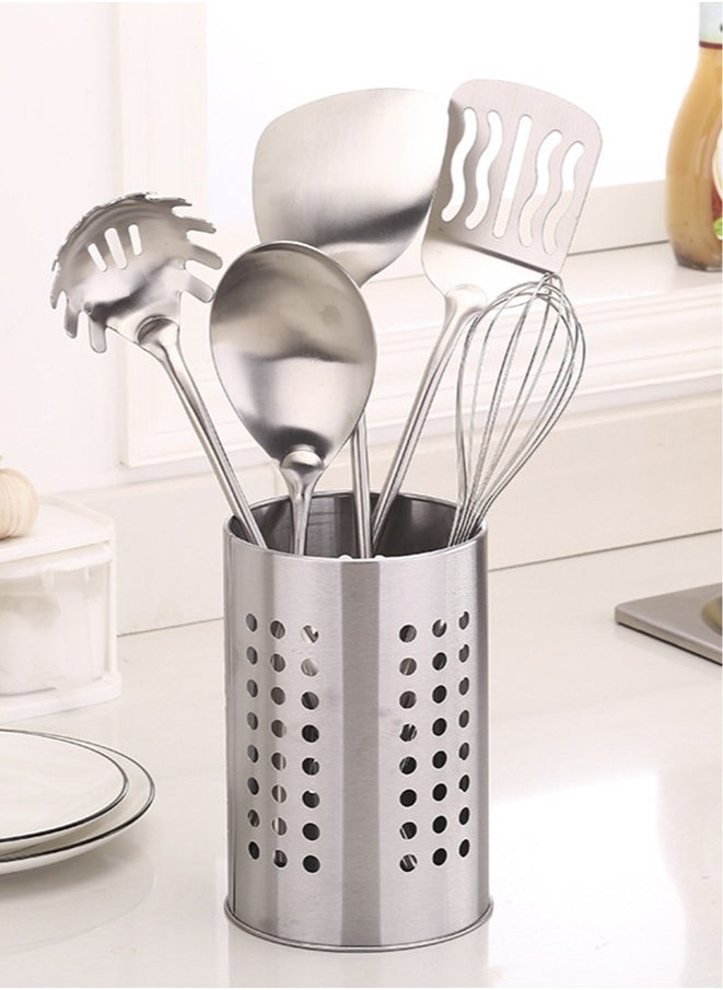 wowofa Chopsticks Holder Kitchen Storage Shelf Stainless Steel Cutlery Holder Cage Drainer Storage Spoon Chopsticks Organizer Rack Organize spoons, forks, and kitchenware silvery 18*12cm  - Image 5