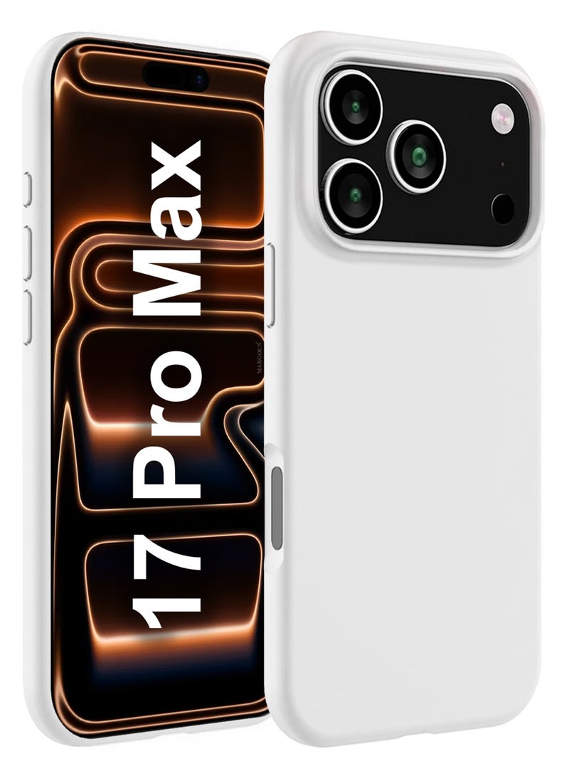 CATANES Silicone Protective Phone Case for iPhone 17 Pro Max - Soft Anti-Scratch Microfiber Lining Ultra Slim Drop Protection Phone Cover - White - Image 1