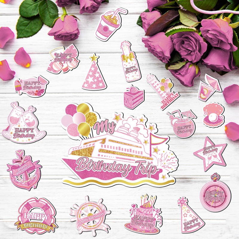 Wayyogh My Birthday Cruise Door Magnets Decorations, Rose Gold Happy Birthday Cruise Ship Door Decor Magnetic for Women Men Girls Boys Anniversary Party Supplies Favors Door Refrigerator Fridge Car Kitchen - Image 3