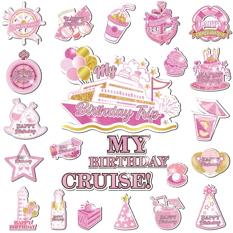 Wayyogh My Birthday Cruise Door Magnets Decorations, Rose Gold Happy Birthday Cruise Ship Door Decor Magnetic for Women Men Girls Boys Anniversary Party Supplies Favors Door Refrigerator Fridge Car Kitchen - Image 1