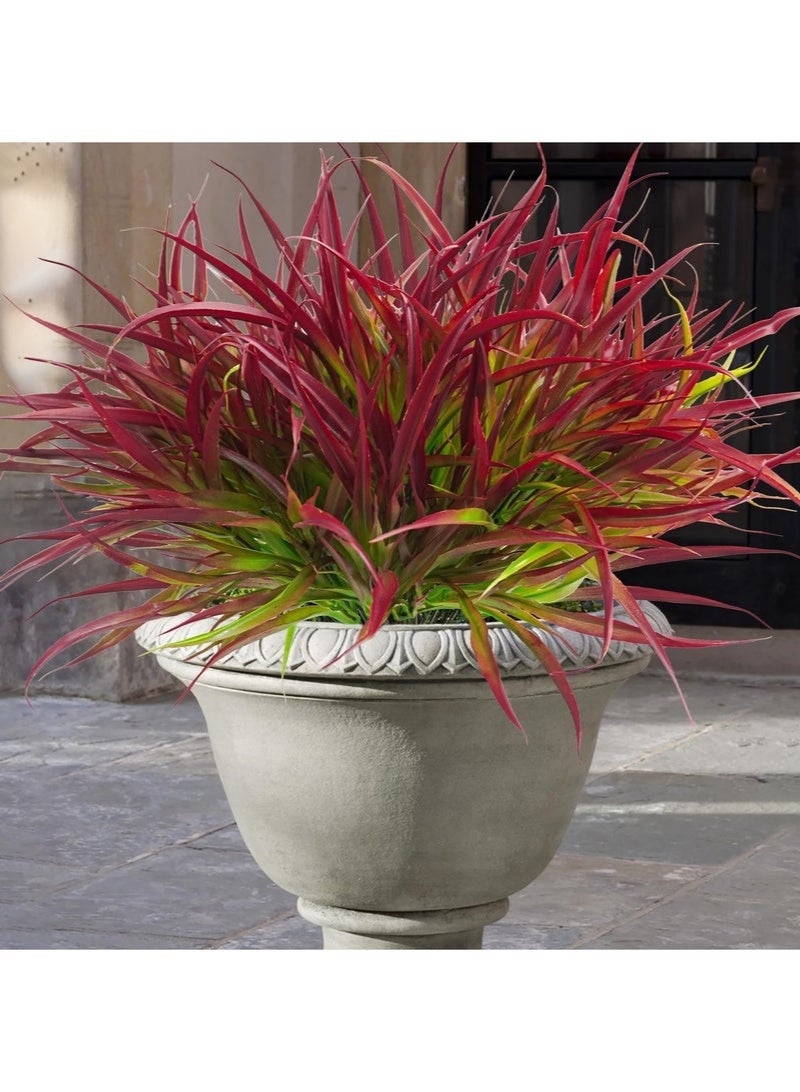 Arabest 12 Bundles Artificial Outdoor Plants UV Resistant Fake Grass Plants Faux Plastic Plants Greenery Shrubs for Home Garden Pathway Window Box Front Porch Spring Summer Decor, Deep Red - Image 1