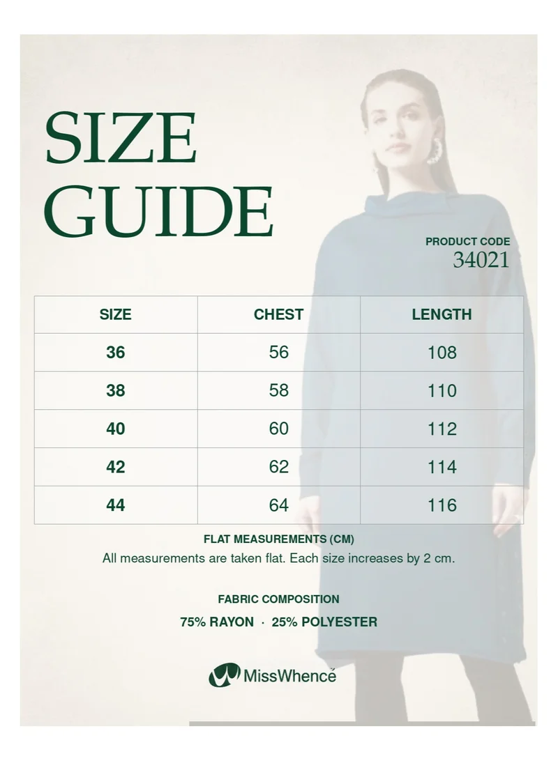 MissWhence  Knitwear Long Tunic with Eyelet band Detail - Teal for Women | Best Price UAE